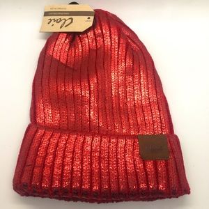 Metallic Red Winter Beanie - New